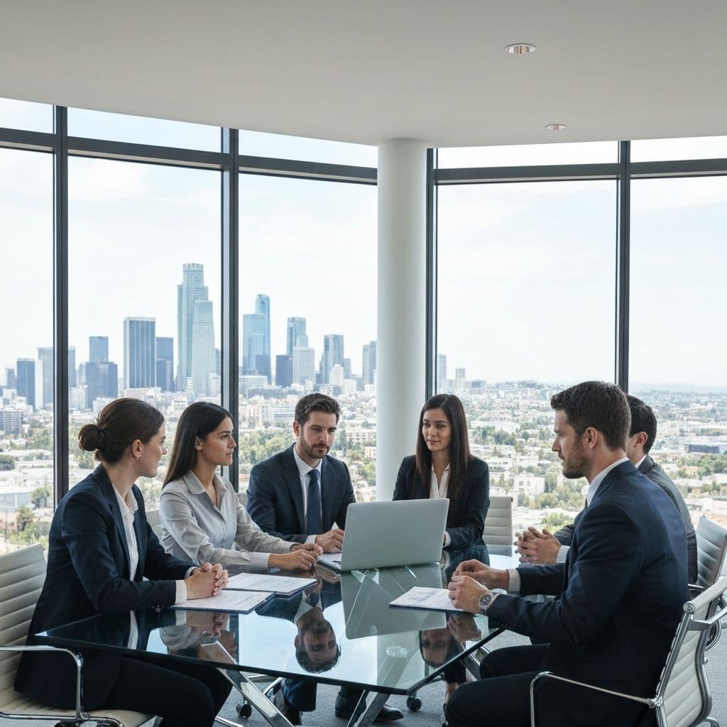 Los Angeles Skyline and Business Meeting
